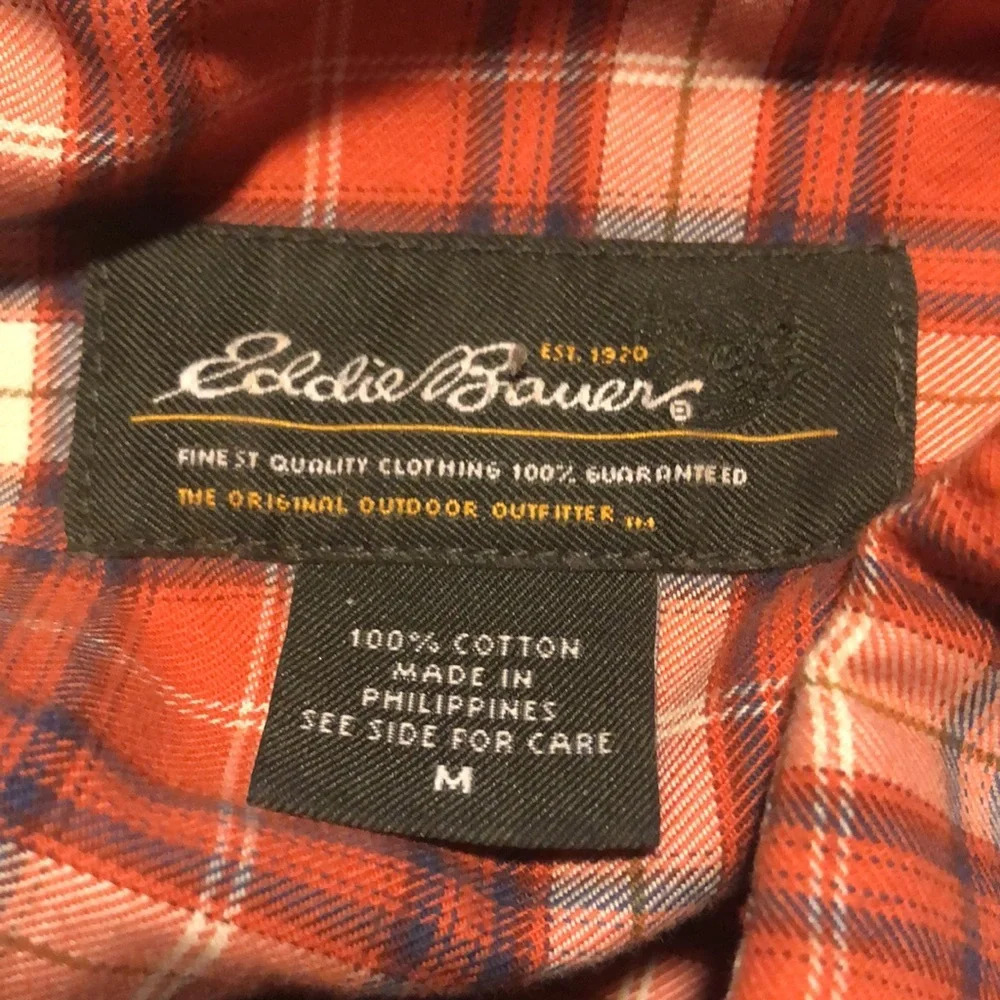 Eddie Bauer Men’s Button Front Long Sleeve Outdoors Plaid Shirt | Size Medium - Picture 6 of 8